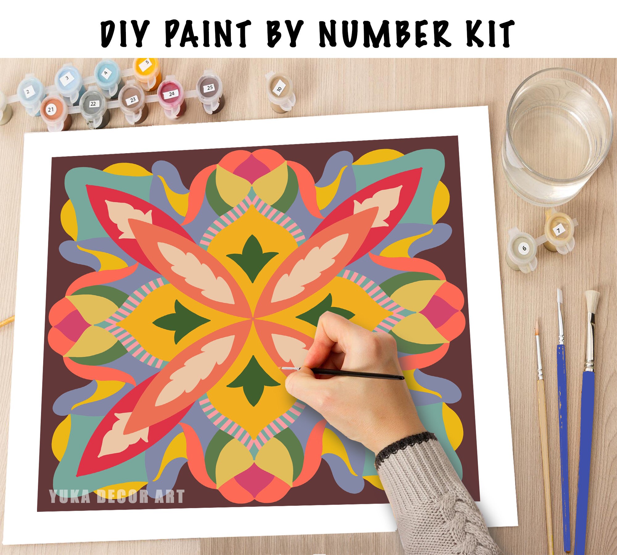 Mandala PAINT by NUMBER Kit for Adult DIY Mandala Wall Art Etsy