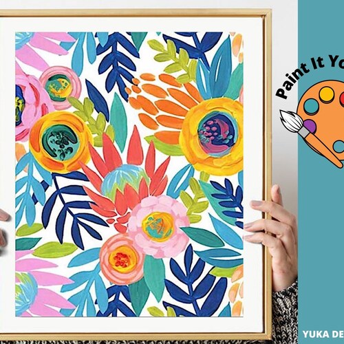 Beautiful Flower Paint by Number Kit Abstract Art Paint Etsy