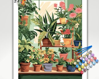 PAINT by NUMBER Kit For Adults Plants Minimalist Boho DIY Painting Easy Beginners Paint Kit Plant Lover Gift Farmhouse Decor Housewarming