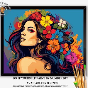 Kit de pintura por números de mujer con flores para adultos, pintura floral de mujer caprichosa, bricolaje por números, pasatiempo, fácil para principiantes, regalo de cumpleaños para mamá, novia