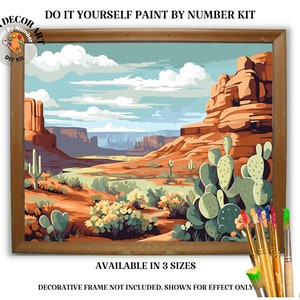 Rustic Southwestern PAINT by NUMBER Kit Adult Landscape Desert Painting Easy Beginners DIY Paint Kit Cactus Vintage Art Gift Girlfriend Wife