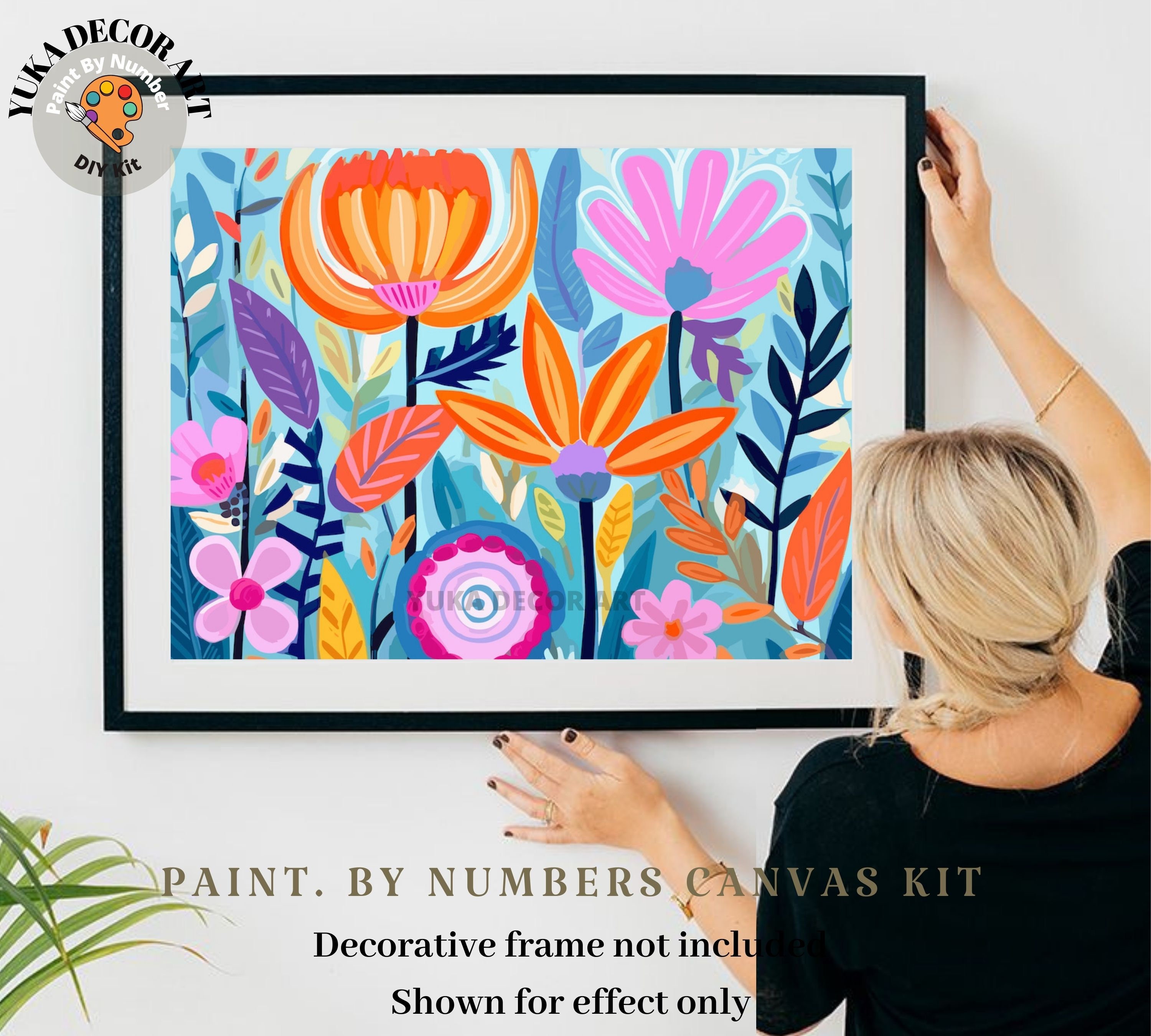 DIY Flowers PAINT by NUMBER Kit for Adults Modern Boho Whimsical