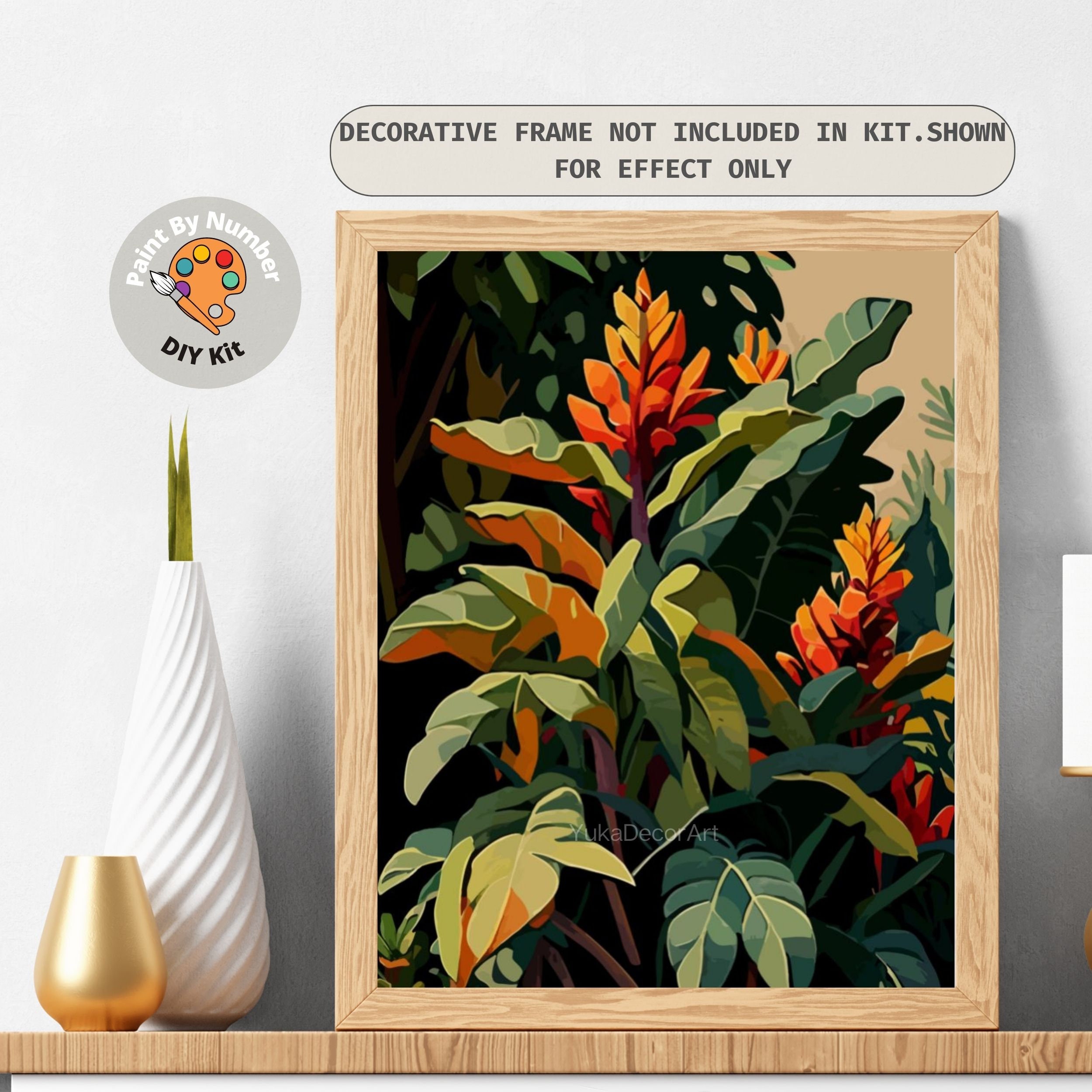 Peinture par Numéro Adulte Kit Feuilles tropicales Giungla Palmier
