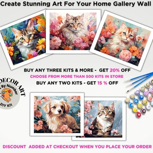 Kitten PAINT by NUMBER Kit Adult DIY Art Vibrant Wildflowers Easy ...