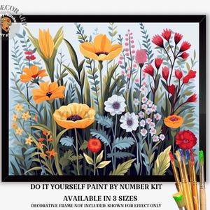 Floral Garden PAINT by NUMBER Kit Adult Painting DIY Wall Art by Numbers Canvas Art Garden Flower Modern Art Gift For Mom Girlfriend