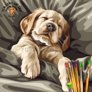 Süßer Welpe PAINT by NUMBER Kit Erwachsene Gemälde DIY Malen nach Zahlen Set Einfach Anfänger Geburtstagsgeschenk Für Kinder Urlaub Aktivität Kit