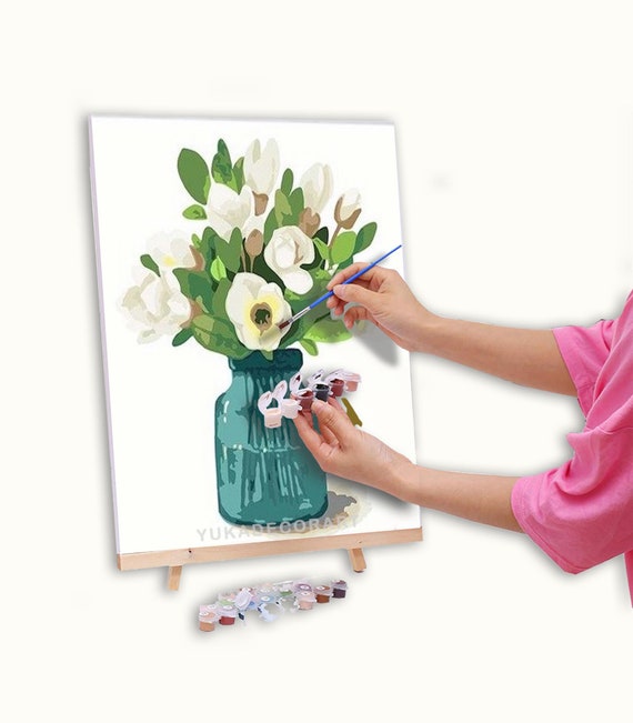 GHHKUD Lot De 4 Peintures Par Numéros – Animaux – 20x20 Cm Avec Cadre – Pour Enfants Et Adultes Débutants – Acrylique Non Toxique