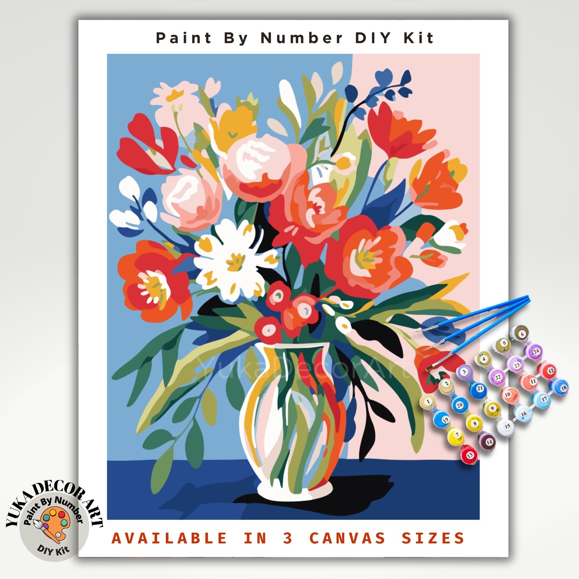 Boho Modern PAINT by NUMBER Kit for Adults Garden Flowers DIY