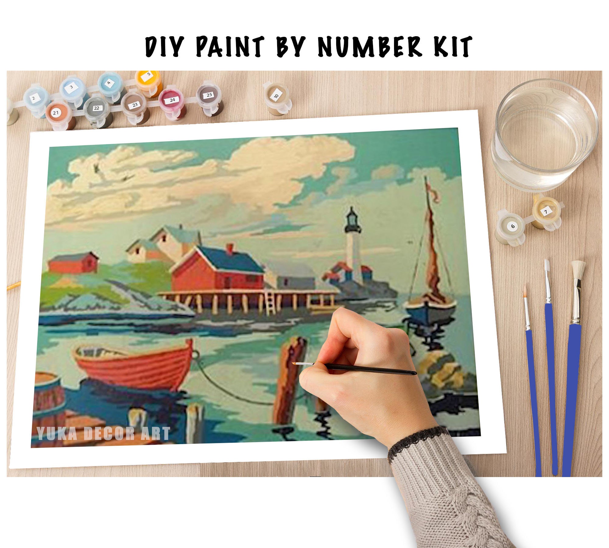 Lighthouse Vintage Style Paint By Number Kit For Adult, Sailing