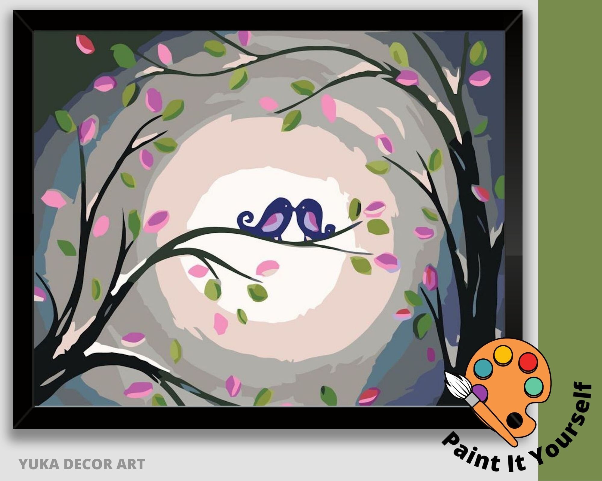 Abstract Tree PAINT by NUMBERS DIY Kit for Adult & Kids Birds Etsy