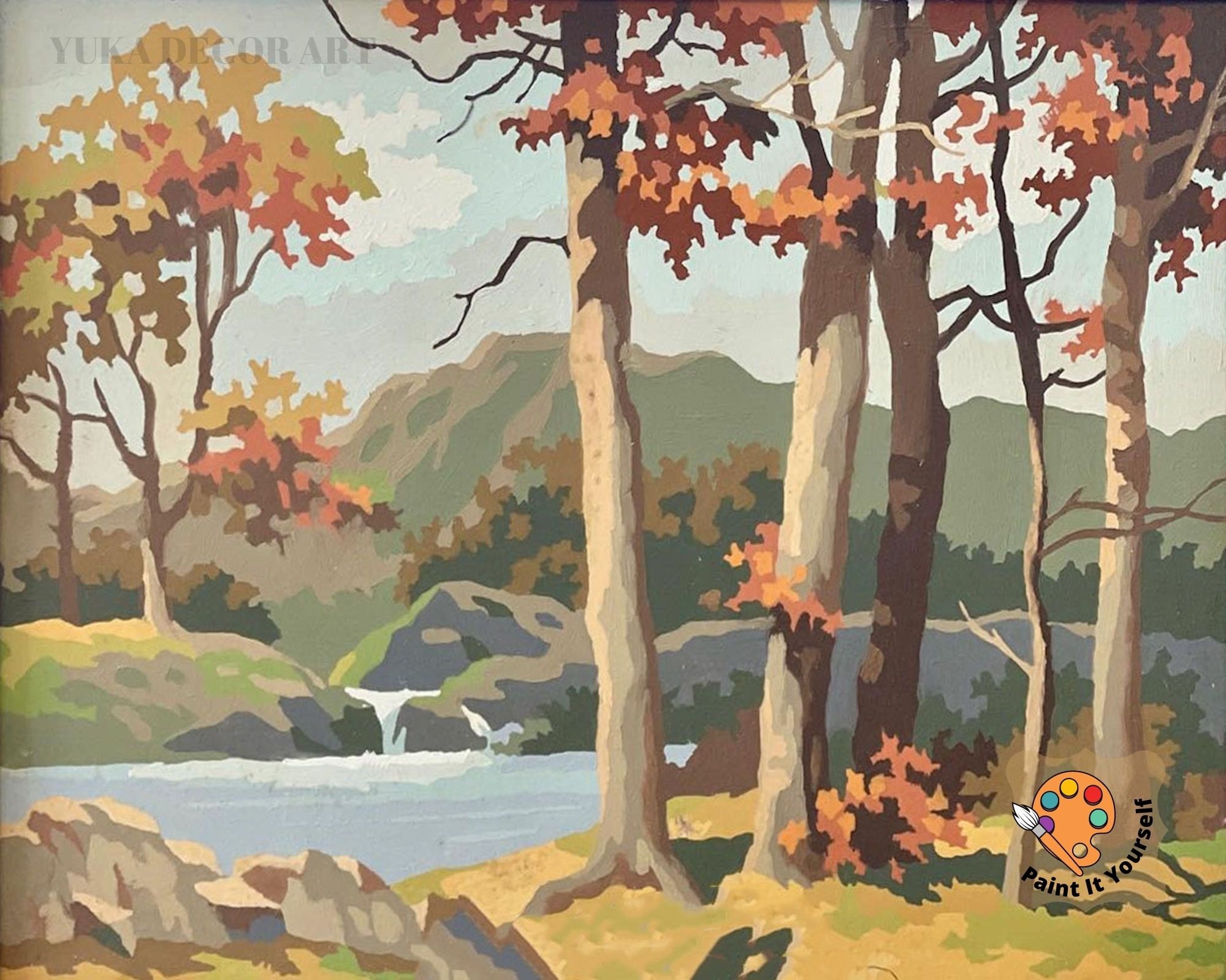 Vintage Style PAINT by NUMBER Kit Adult, Stream River