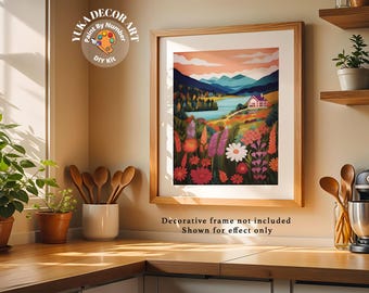 Kit de peinture par numéro Nature Lake pour adultes, fleurs sauvages des montagnes, peinture à faire soi-même, kit de loisirs faciles, décoration murale, art, cadeau de pendaison de crémaillère, cadeau de pendaison de crémaillère