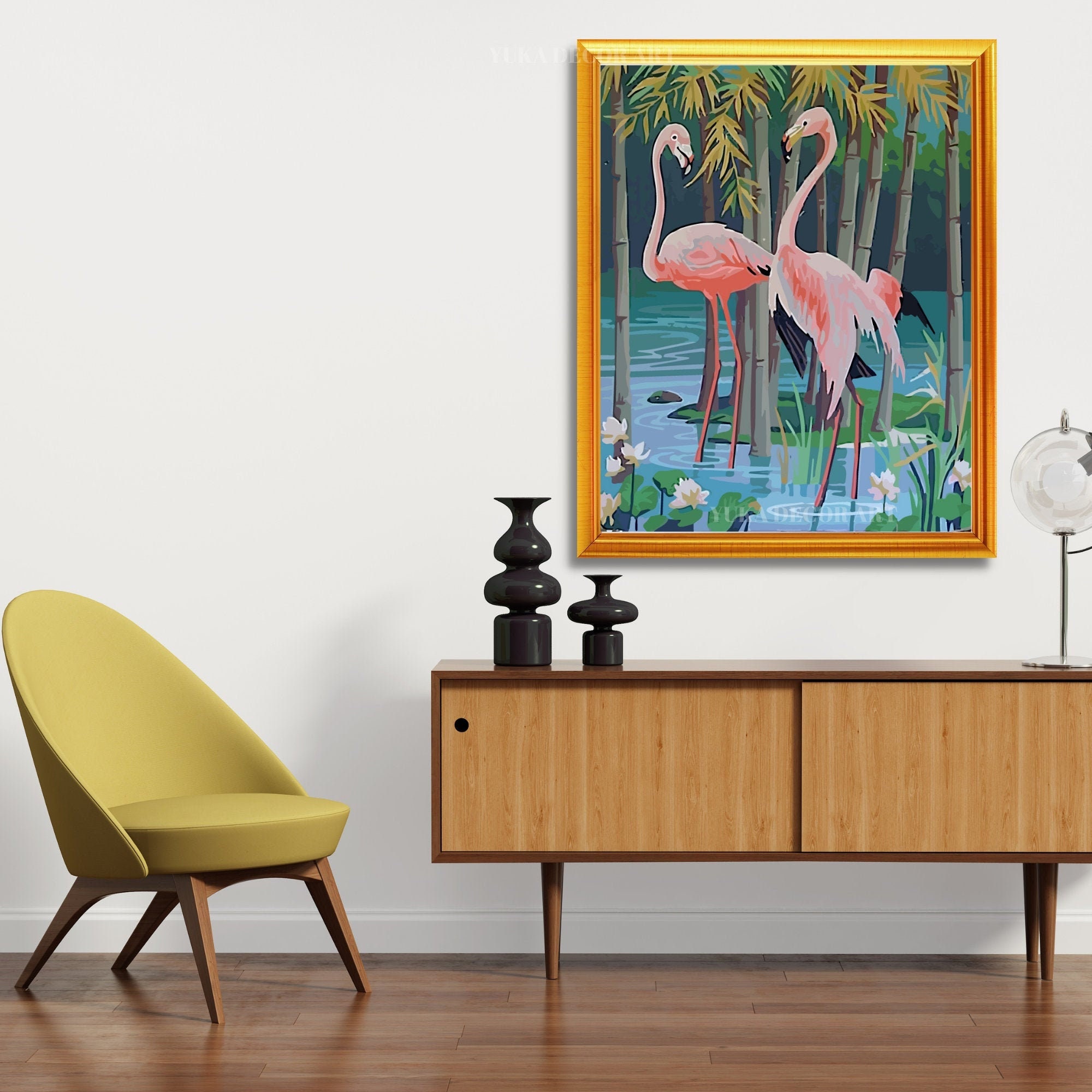 Painting By Numbers Flamingo Couple Painting Paint Acrylic Handmade Adult  Children Gift Wall Decoration by Digital Art