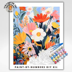 Floral PAINT by NUMBER Kit Adult Colorful Flowers Wall Art Easy Beginner Painting Acrylic DIY Activity Kit Anniversary Gift For Mom Grandma