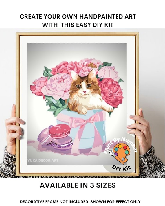 Colorful Kitten Easy Paint by Numbers Kit for Adults Free Shipping From  California, USA 