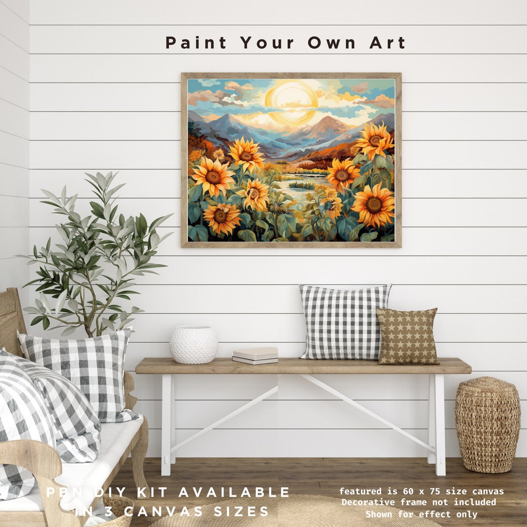 Sunflowers Adult PAINT by NUMBERS DIY Kit Mountain Valley Sunrise Art ...