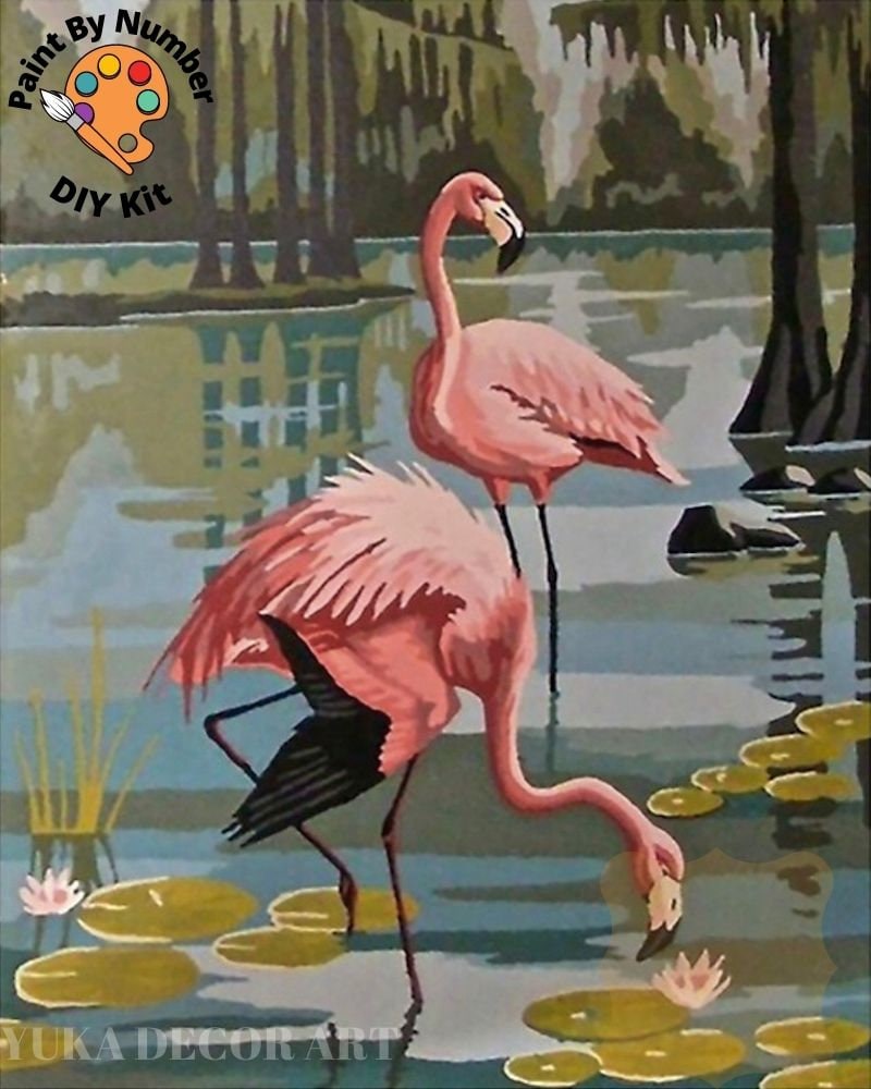 Bay Isle Home Paint By Numbers Pink Flamingos On Paper Print & Reviews