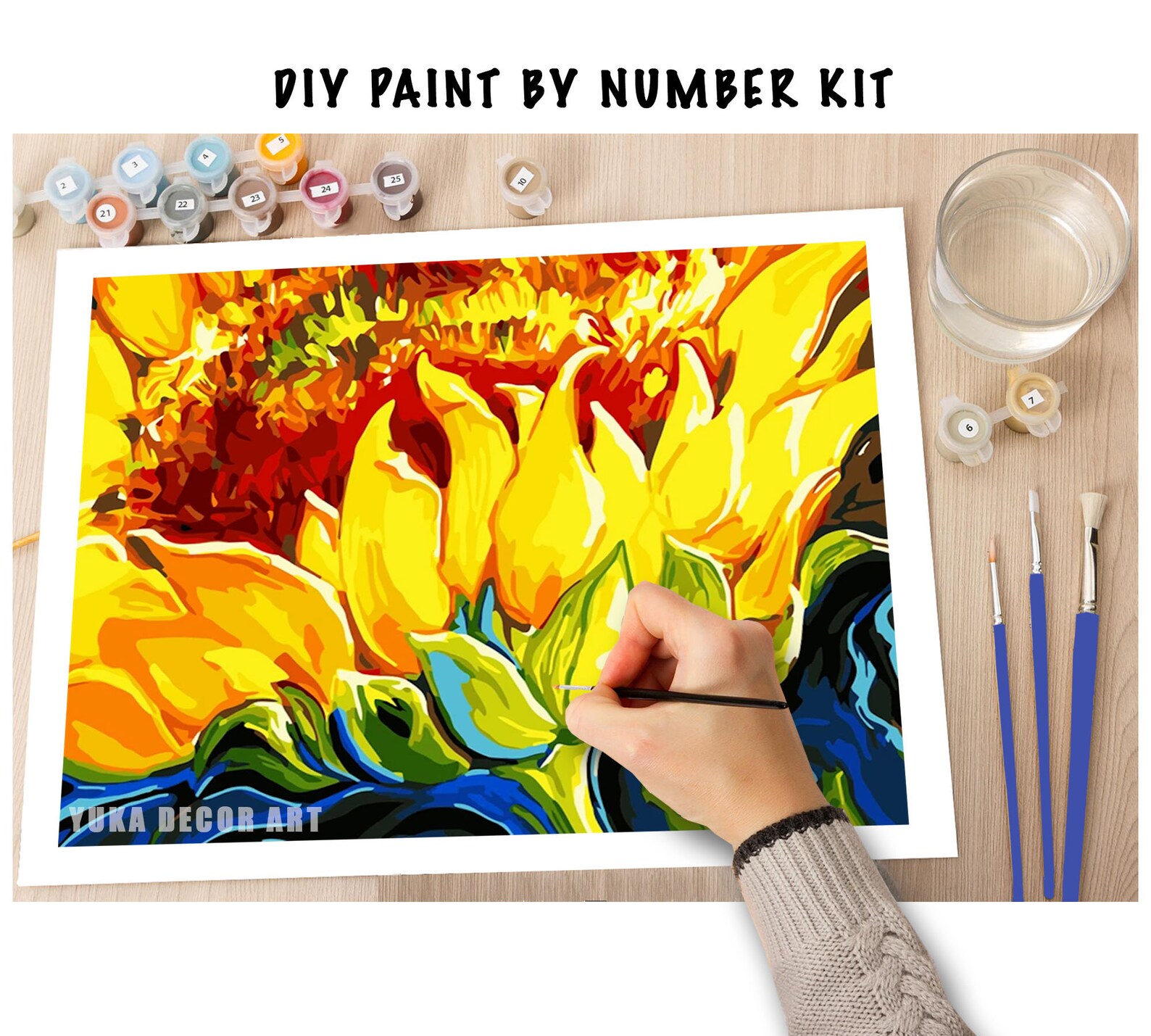Sunflower PAINT by NUMBER Kit for Adults ,garden Flowers,easy DIY ...