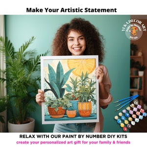 Succulents Garden Paint by Number Kit Adult, Canvas Painting ,DIY Color by  Numbers Set, Easy DIY Beginners Painting Kit ,home Decor 