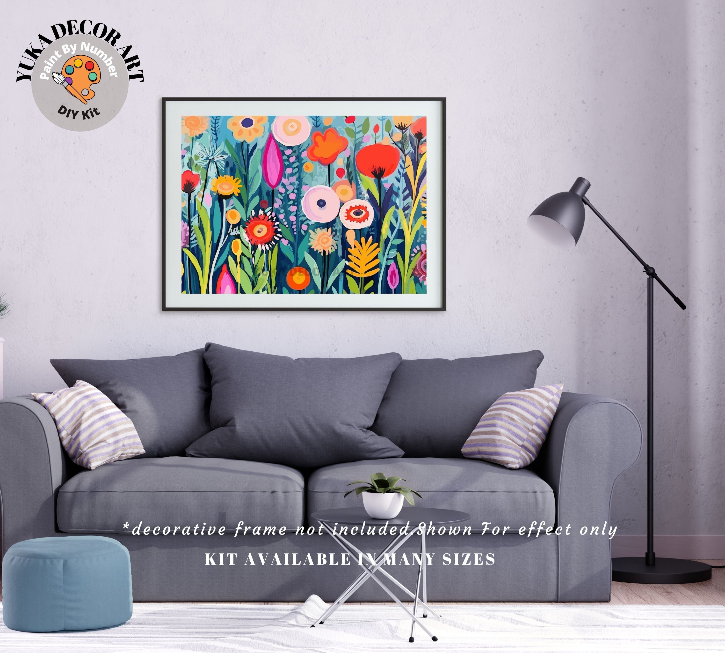 Peinture Par Numéro Adulte – Fleur Et Chien – Toile 50x40 Cm Sans Cadre – 3 Pinceaux – Acrylique Non Toxique – Cadeau Décoration Murale