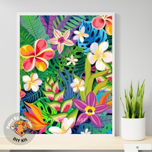 Abstract Flowers PAINT by NUMBER Kit for Adults Spring Etsy