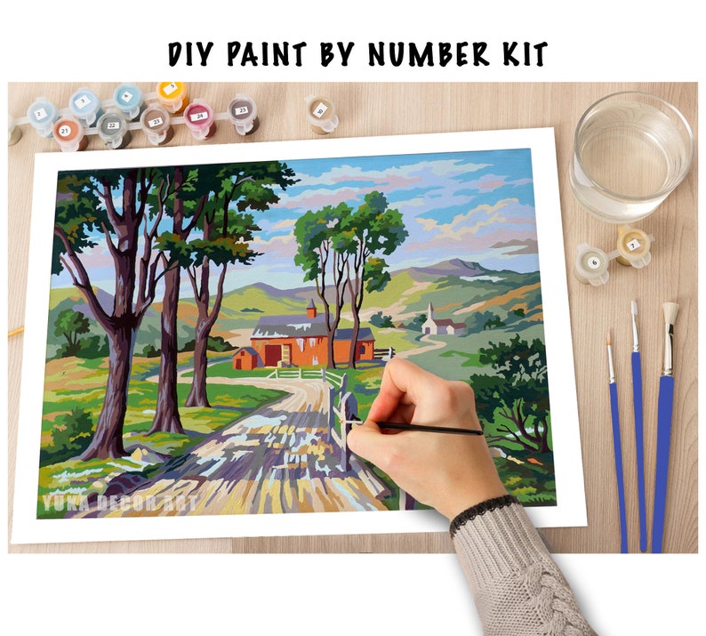 Vintage PAINT by NUMBER Kit for Adult & Kids DIY Countryside Etsy