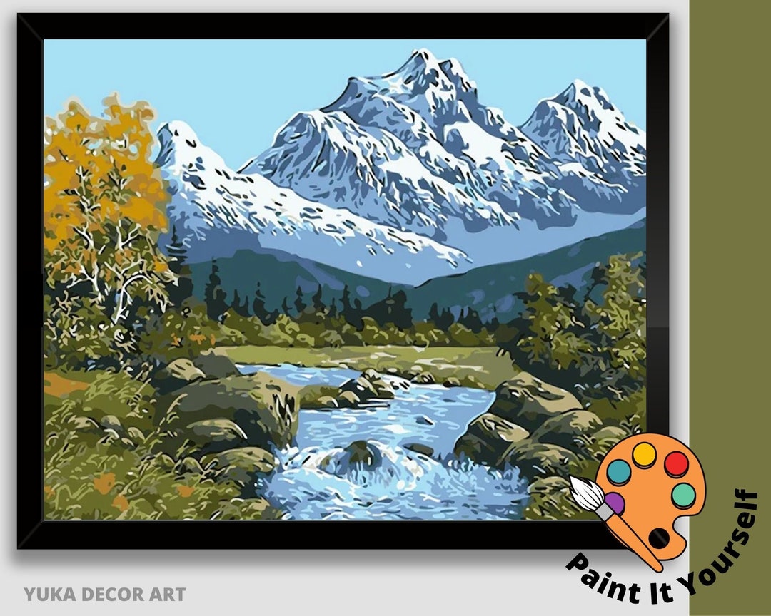 Paint by Numbers Kit for Adults , Easy DIY Art Kit, Snow Mountain With ...