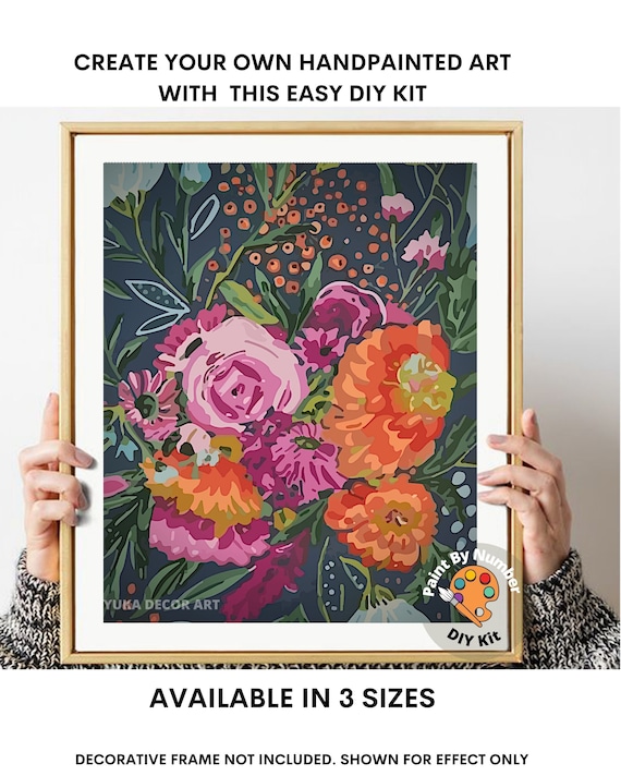 Kit de peinture facile de fleurs par numéro pour adultes, abstrait de fleurs  de jardin de printemps, kit de peinture facile pour débutants, décoration  murale de chambre à coucher -  France