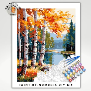 Forest Woodlands PAINT by NUMBERS Adult Painting DIY by Numbers Vintage Style Easy Beginners Kit Mother&#39;s Day Gift For Mom Wife Girlfriend