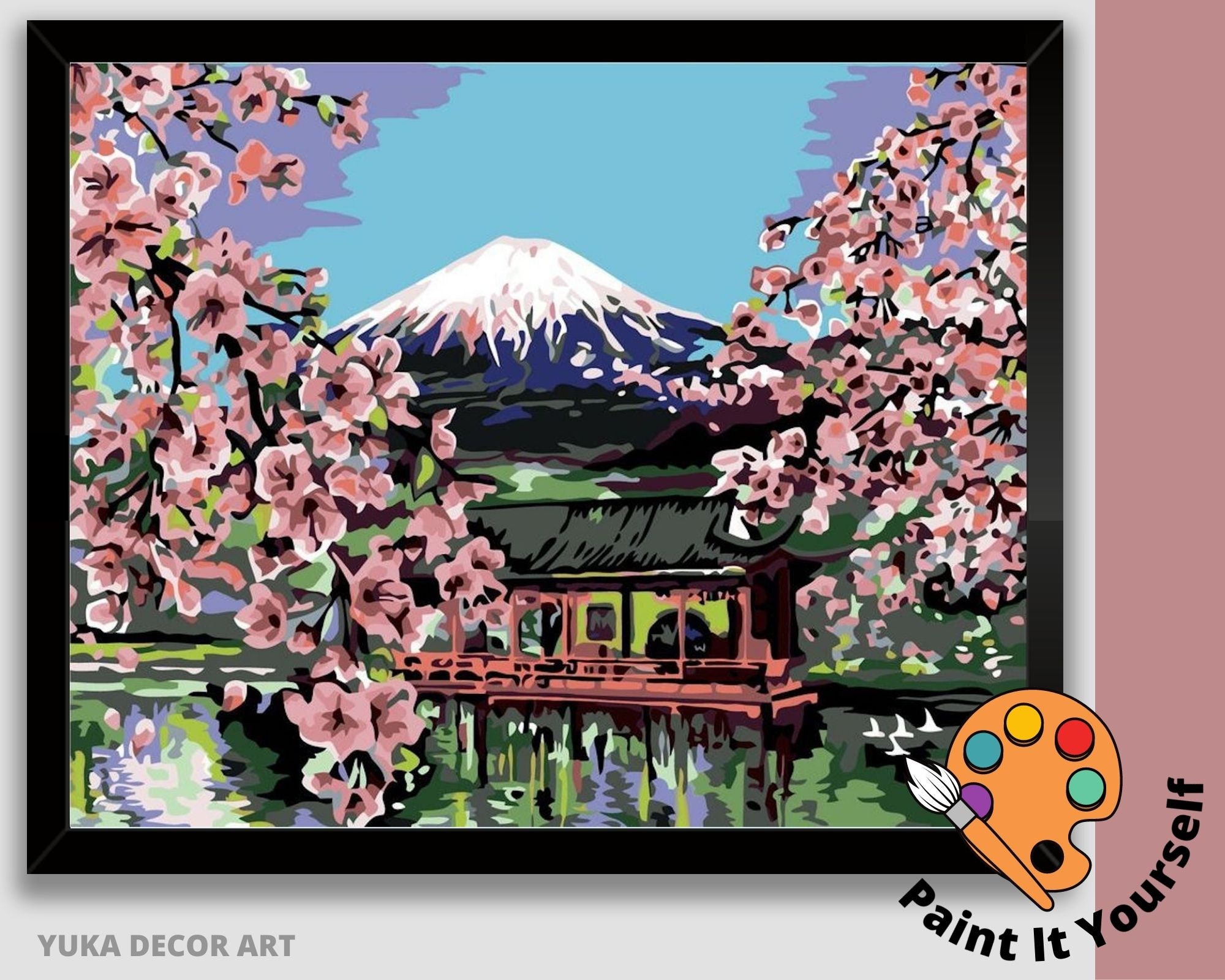 TOSTOG Pintura Por Números Para Adultos – Chica De Cerezo Y Kimono, Lienzo 30x40 Cm Con Colores HD, 7 Pinceles, Kit Completo DIY Para Decorar El Hogar