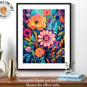 Floral PAINT by NUMBER Kit for Adults Abstract Flowers Paint Kit Easy Beginners Acrylic Paint DIY Kit Wall Art Decor Gift