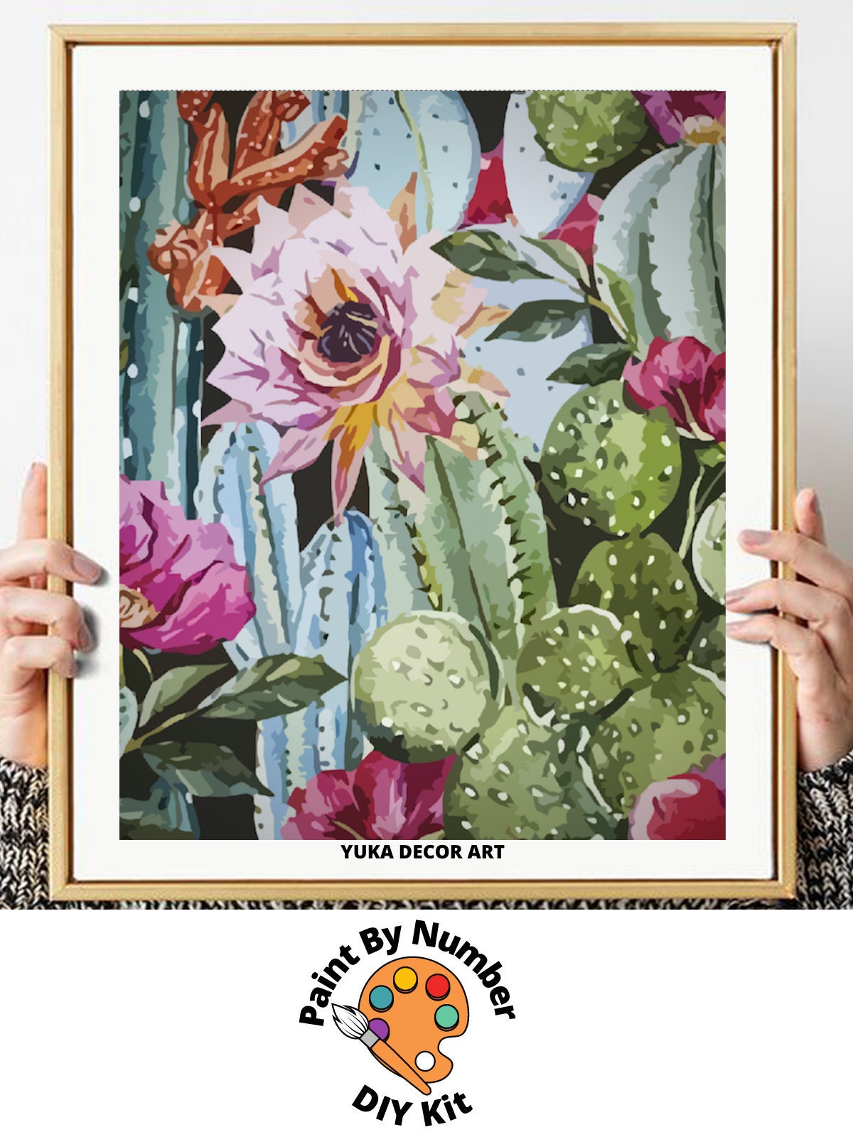 Cactus PAINT by NUMBER Kit Adult Desert Botanical Flora Etsy