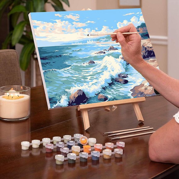 Pittura Ad Olio Con Numeri Per Adulti: Paesaggio 40x50cm, Kit Completo Per Principianti