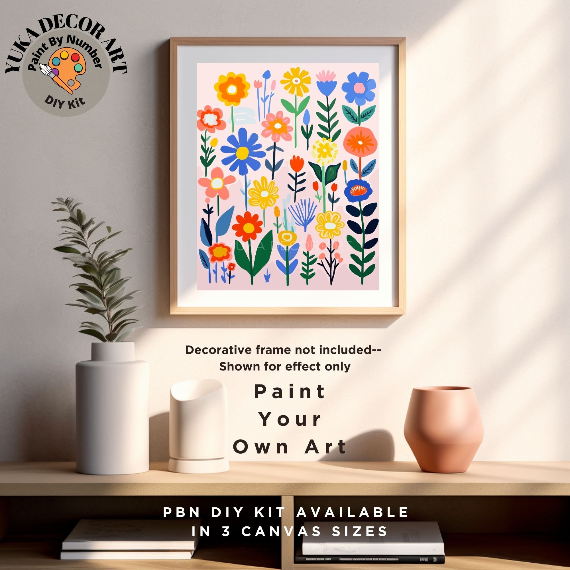 Wildflowers PAINT by NUMBER Kit for Adults , Modern Floral DIY Painting ...