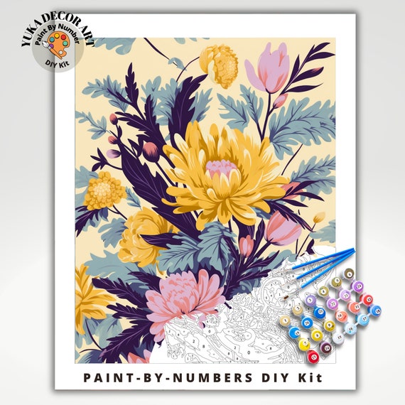 YOKOU Paint by Numbers Kit for Adults Kids Beginners, Wildflowers Spring  Watercolor Flower Floral Print Plants DIY Acrylic Painting on Stretched