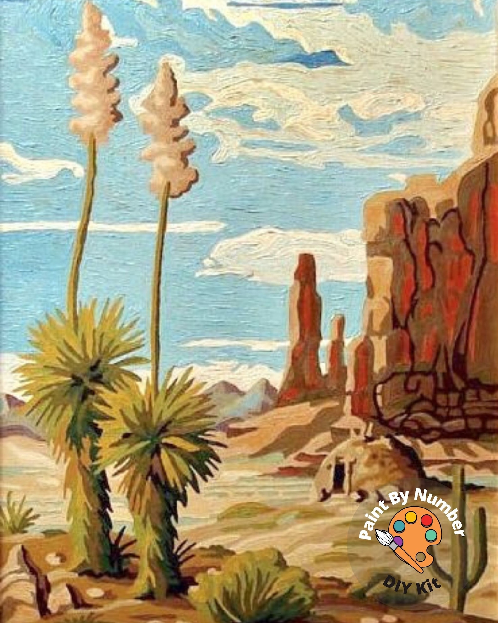 Vintage Inspired PAINT by NUMBER Kit Adult, Desert Canyon Rock Painting ...