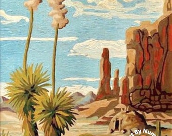 Vintage Inspired PAINT by NUMBER Kit Adult, Desert Canyon Rock Painting , Easy Beginner Acrylic Painting DIY ,Vintage Style Decor Gift