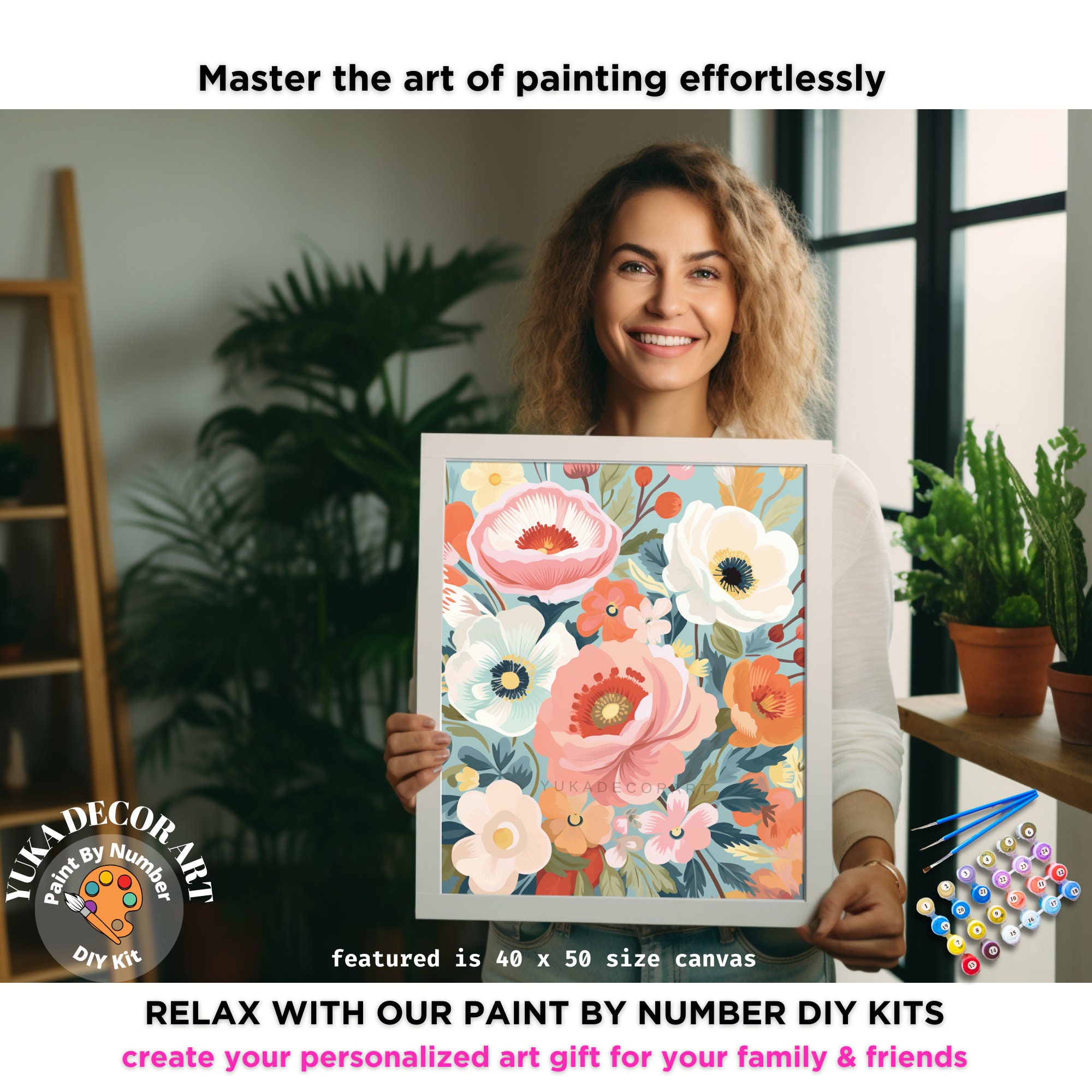 PAINT by NUMBER Kit Adult Modern Flower Spring Garden Colourful Wall Art  Easy Beginner Oil Painting DIY Kit Girlfriend Gift code: FL2309117 