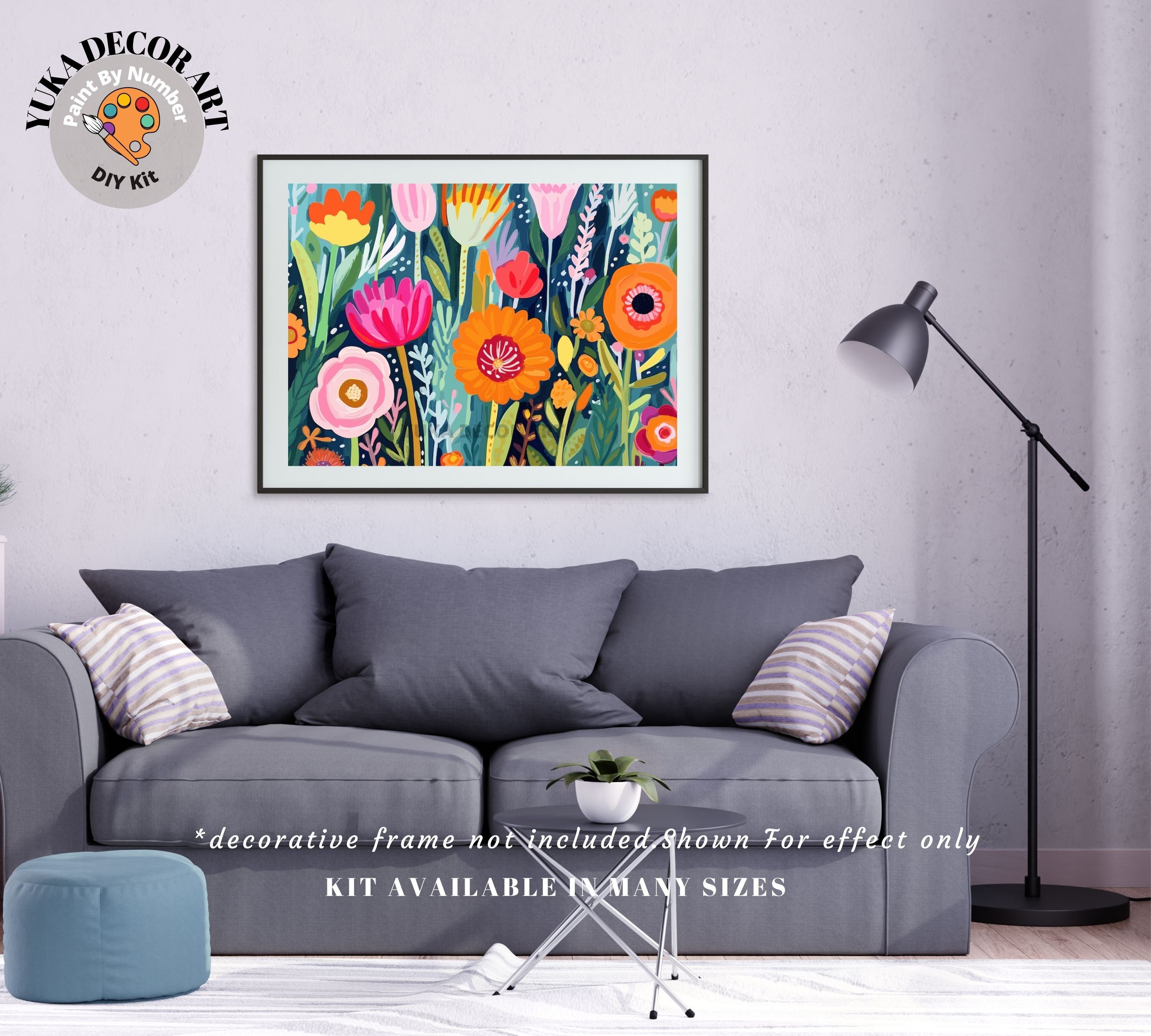 DAERLE Peinture Par Numéros Adulte – Floral Acrylique 40x50cm Sans Cadre, Décoration Maison