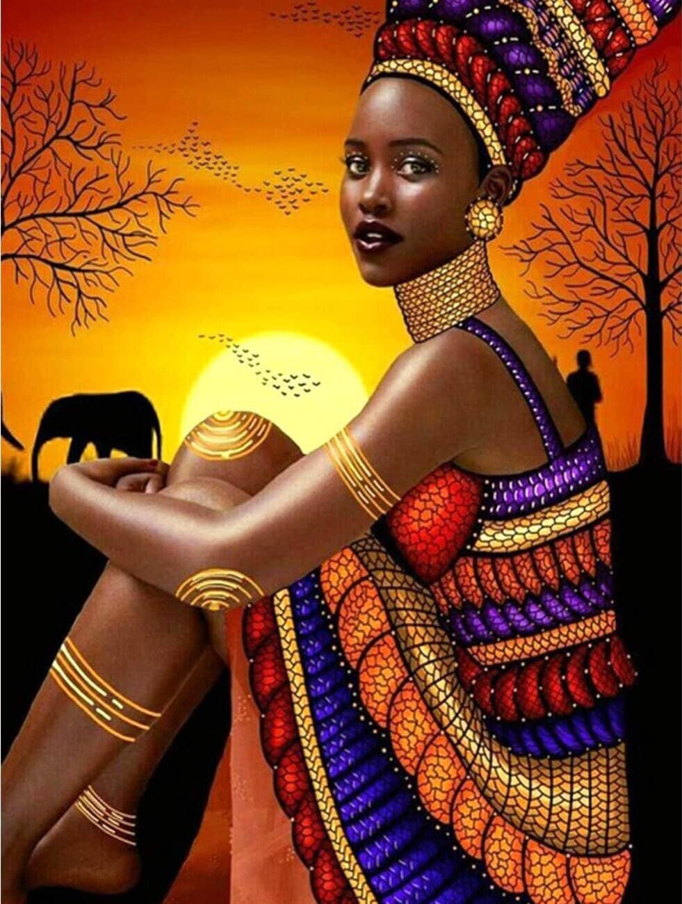 Paint by Number Kits African Woman Acrylic Paint DIY for Adults 16in x 20in