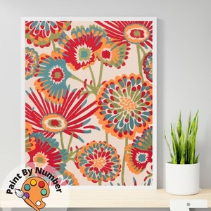 Boho Modern PAINT by NUMBER Kit for Adults Garden Flowers DIY 