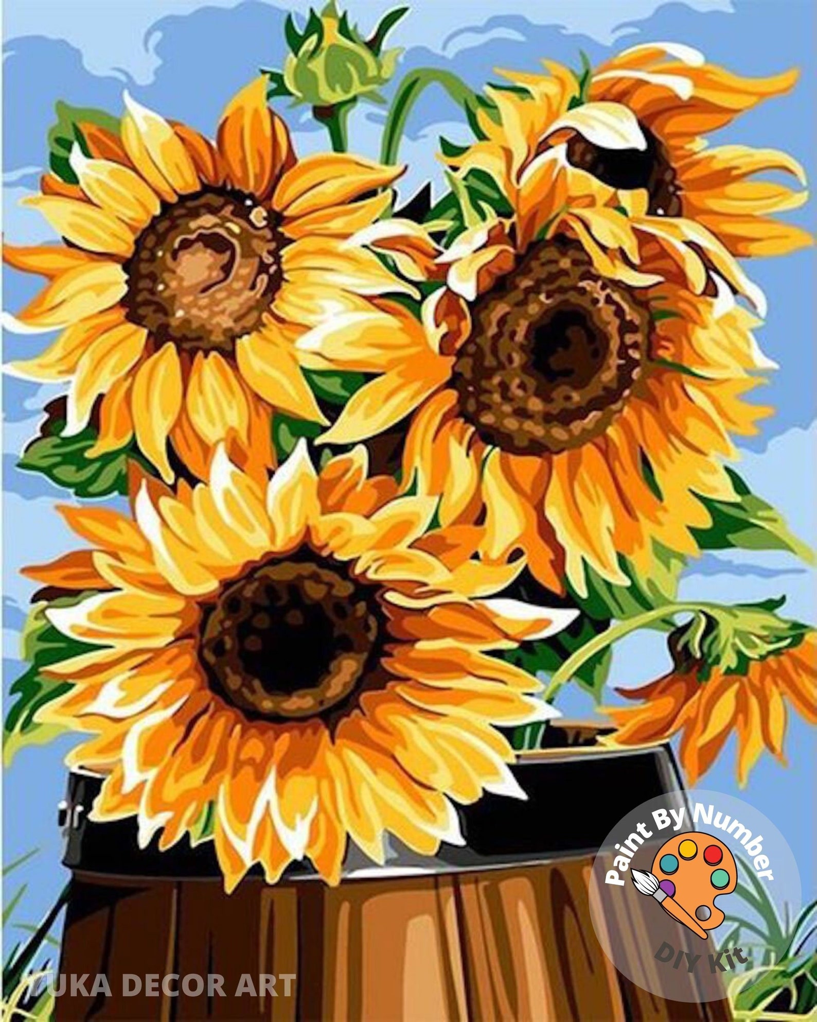 Sunflower PAINT by NUMBER Kit for Adults ,garden Flowers,easy DIY ...