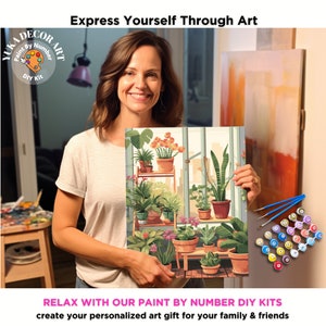 PAINT by NUMBER Kit For Adults Plants Minimalist Boho Decor Print DIY Painting Easy Beginners Paint Kit Plant Lover Gift For Girlfriend Mom