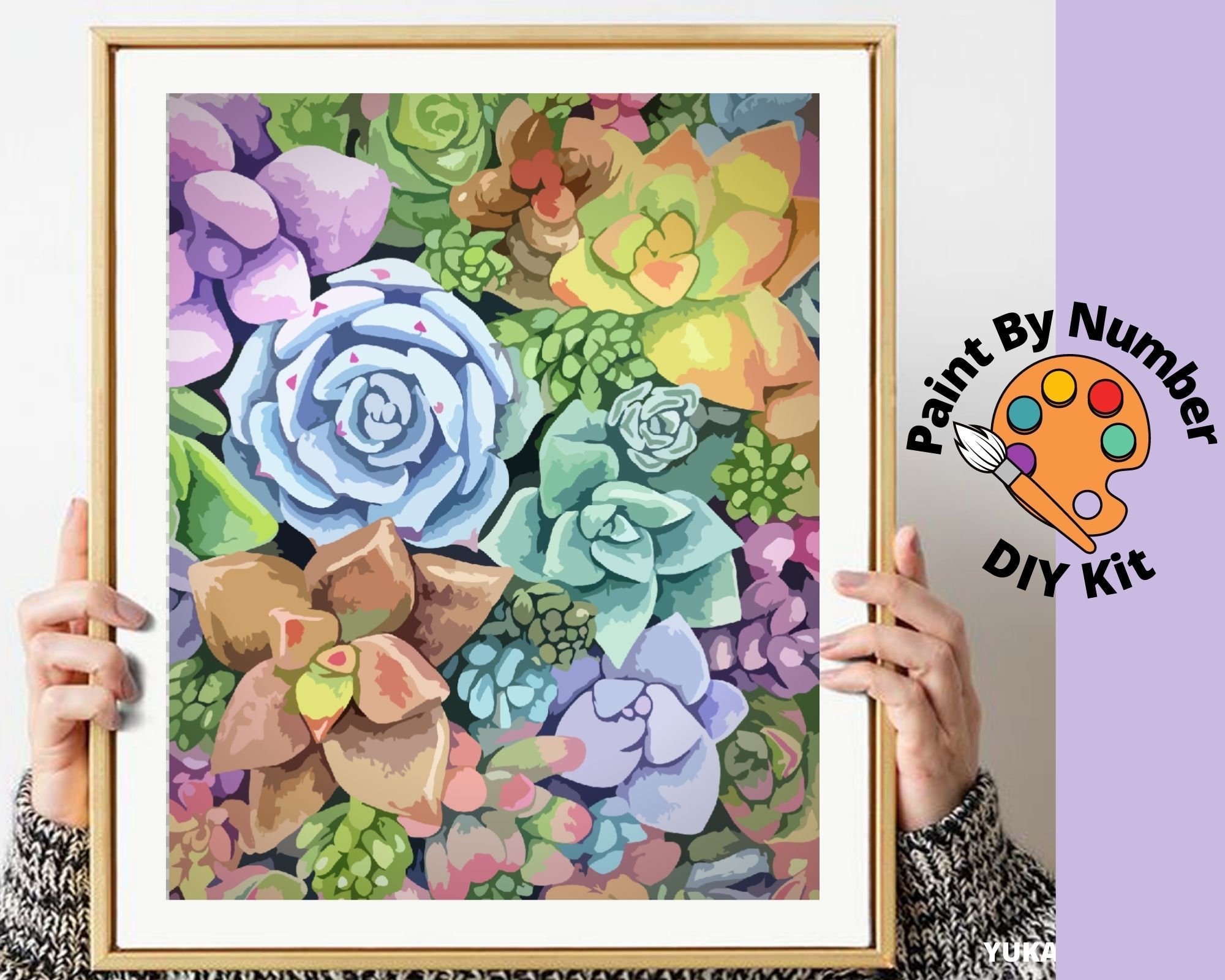 Succulents Garden Paint by Number Kit Adult Canvas Painting Etsy