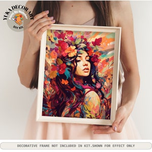 Boho Mädchen Floral PAINT by NUMBERS DIY Kit für Erwachsene Bunt lebendige einfach Anfänger Malerei Kit Home Decor Wand Kunst Geschenk