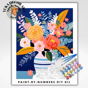 Still Life Vase Flowers PAINT by NUMBER Kit Adult DIY by Numbers Kit ...