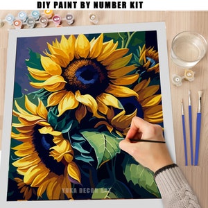 Sunflower PAINT by NUMBER Kit for Adults Floral Art Canvas Diy Easy ...