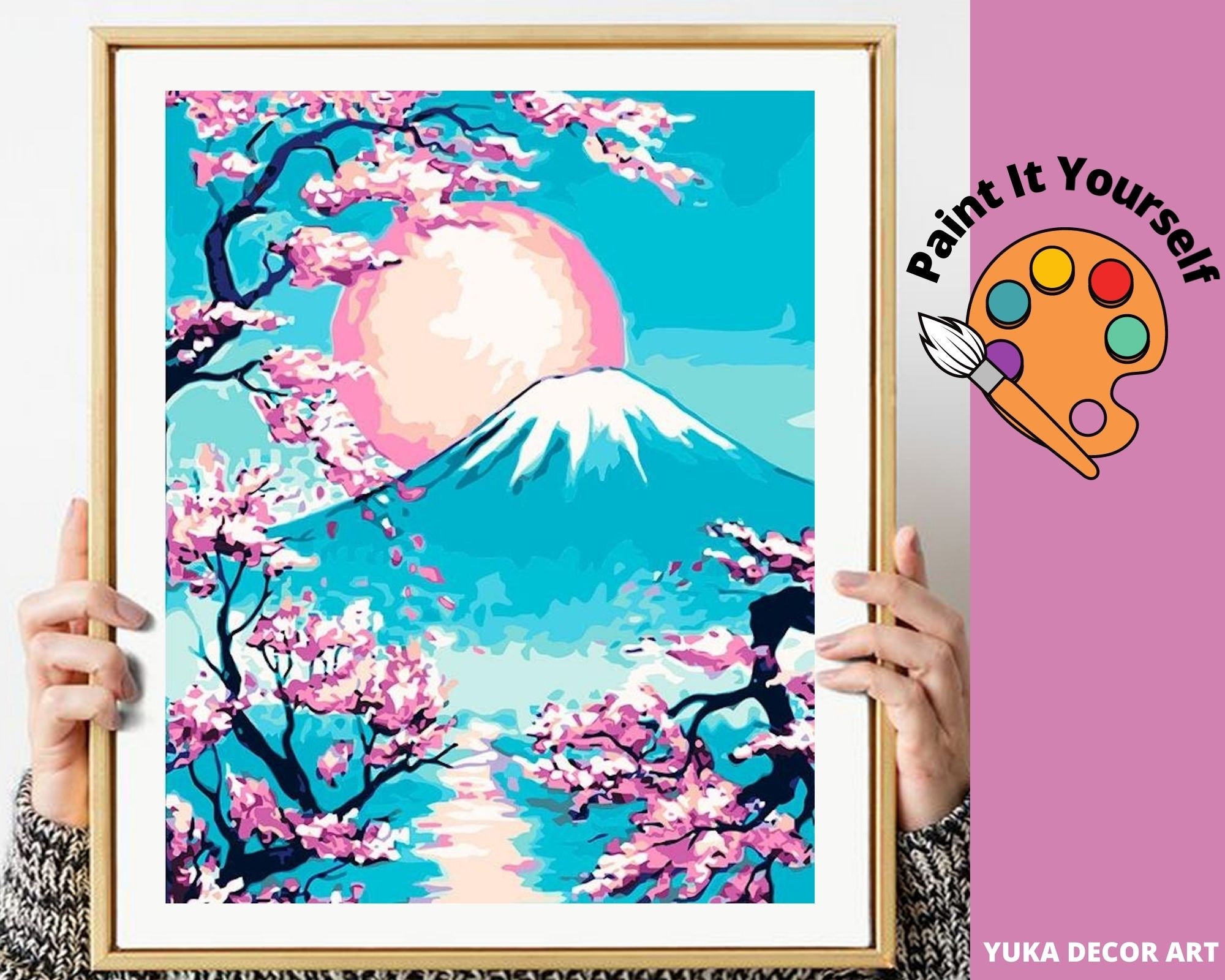 Japan PAINT by NUMBERS DIY Kit for Adult & Kids, Snow Mount Fuji