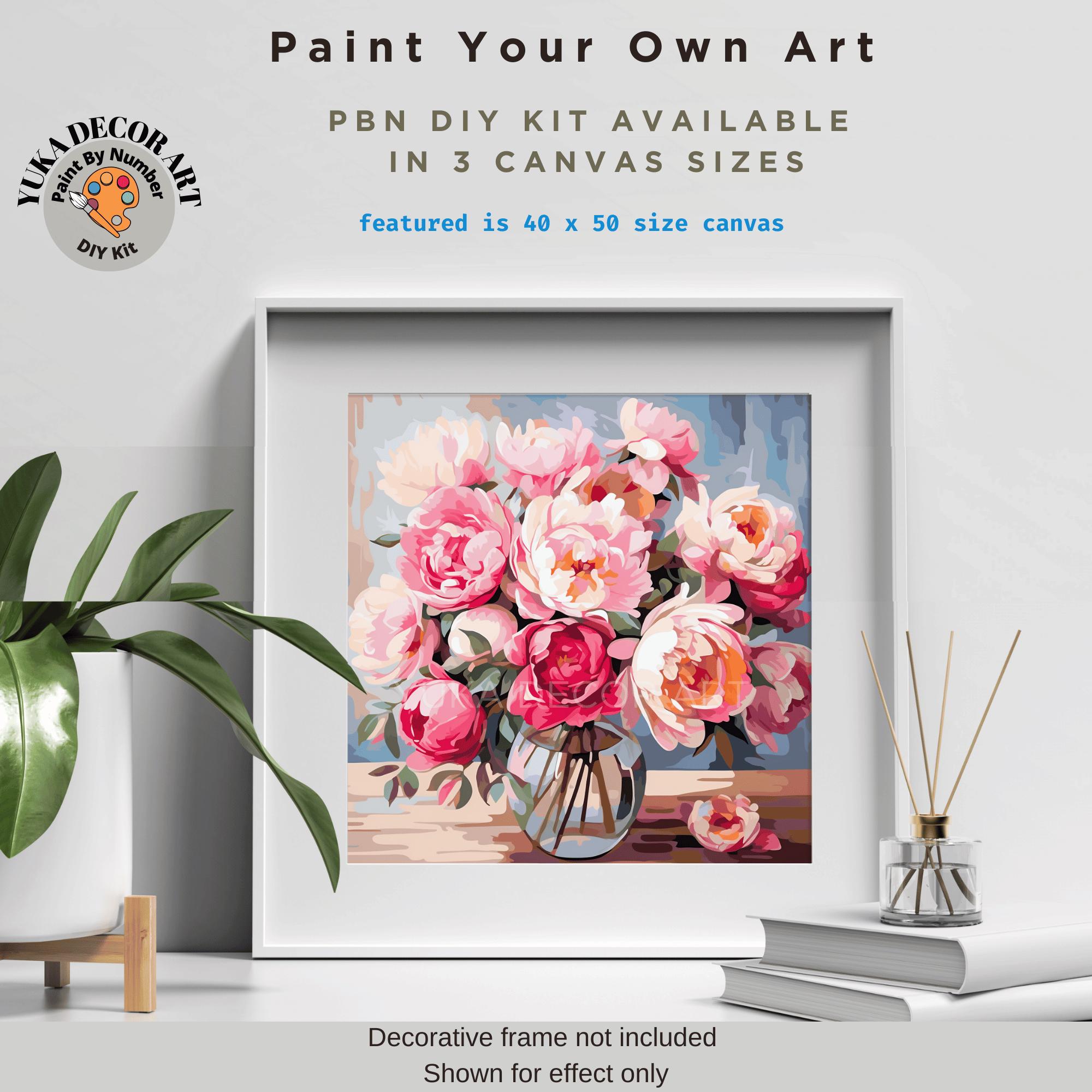 Peonies Flowers in Vase PAINT by NUMBER Kit Adults still Life Vintage ...