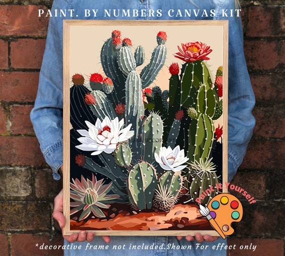 Succulents PAINT by NUMBERS Kit Adult Garden Lover Gift Easy DIY